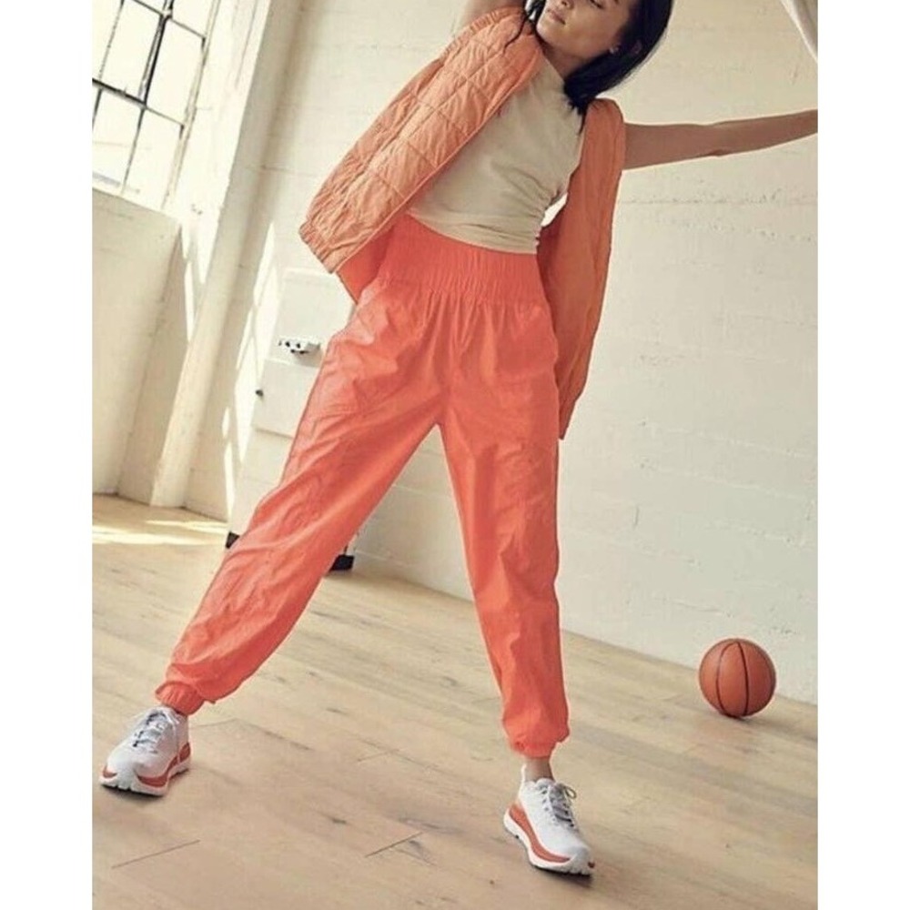 NWT FP Movement Way Home Joggers Neon Papyana Punch Pink High Rise Pants Small - Picture 2 of 7